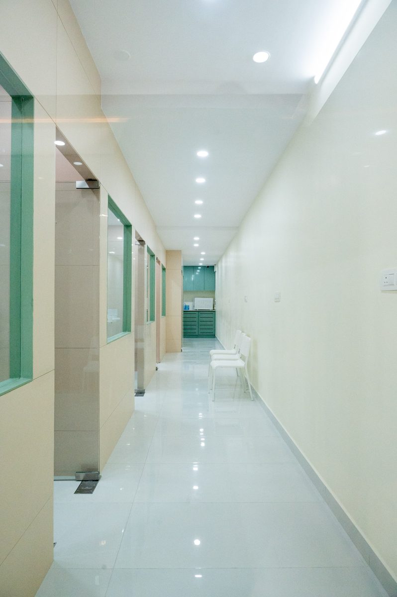 Bright clinic corridor at Rays Dentistry